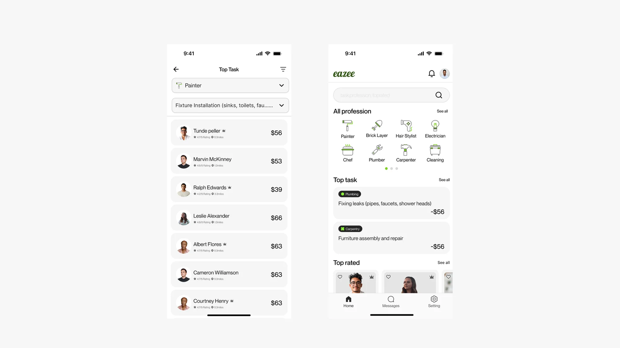 Eazee Home and Discovery Screen Flow